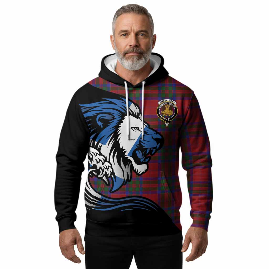 MacGilvery (McGilvery) Tartan Crest Hoodie Scottish Golden Lions Wave Flow