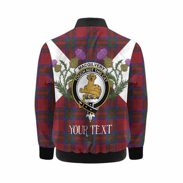 MacGilvery (McGilvery) Tartan Family Crest Kid Bomber Jacket Scottish Burns Night Thistle Floral