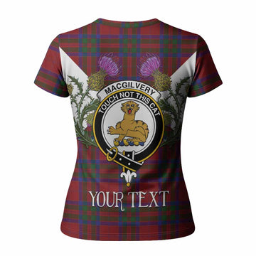MacGilvery (McGilvery) Tartan Family Crest Women T shirt Scottish Burns Night Thistle Floral
