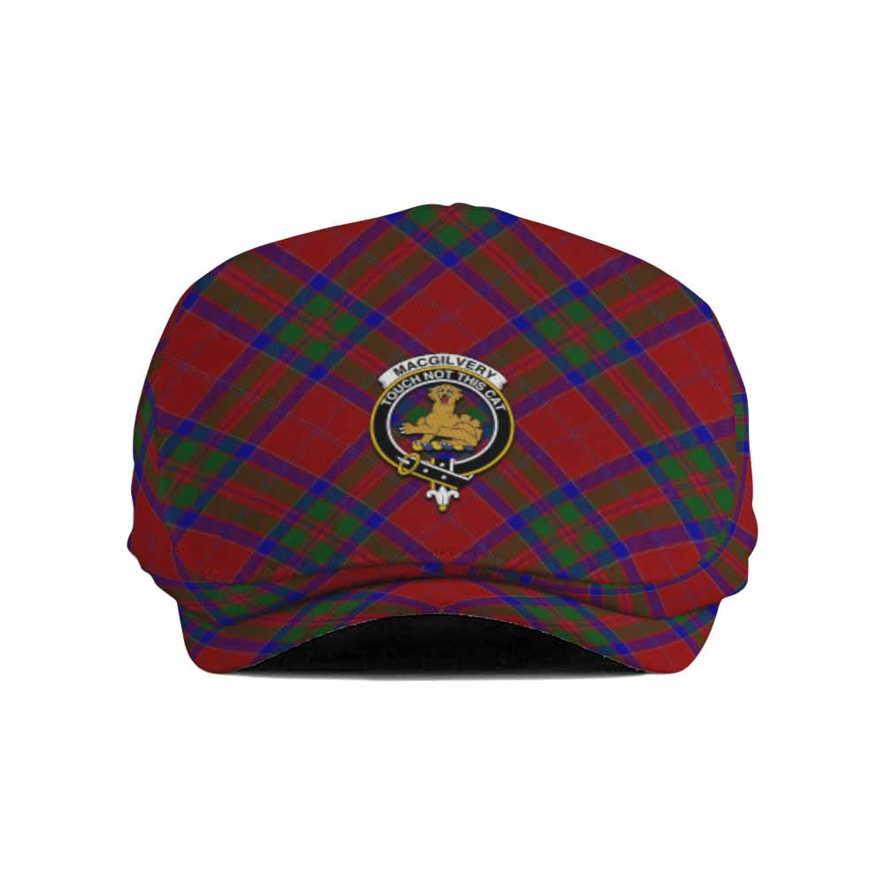 MacGilvery (McGilvery) Tartan Flat Cap, Jeff Cap Cross Style with Family Crest - Tartan Vibes Clothing