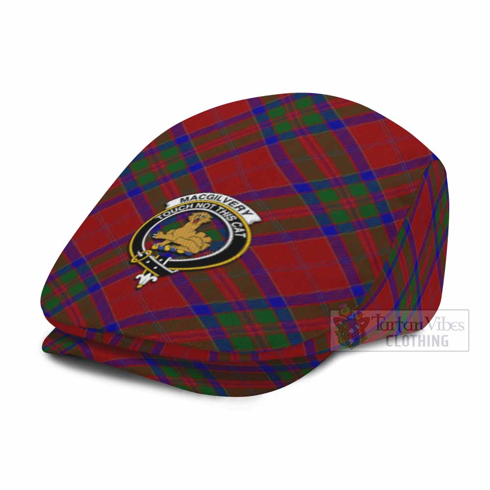 MacGilvery (McGilvery) Tartan Flat Cap, Jeff Cap Cross Style with Family Crest - Tartan Vibes Clothing