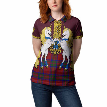 MacGilvery (McGilvery) Tartan Women Polo Shirt Unicorn Celtic Knot And Thistle Emblem