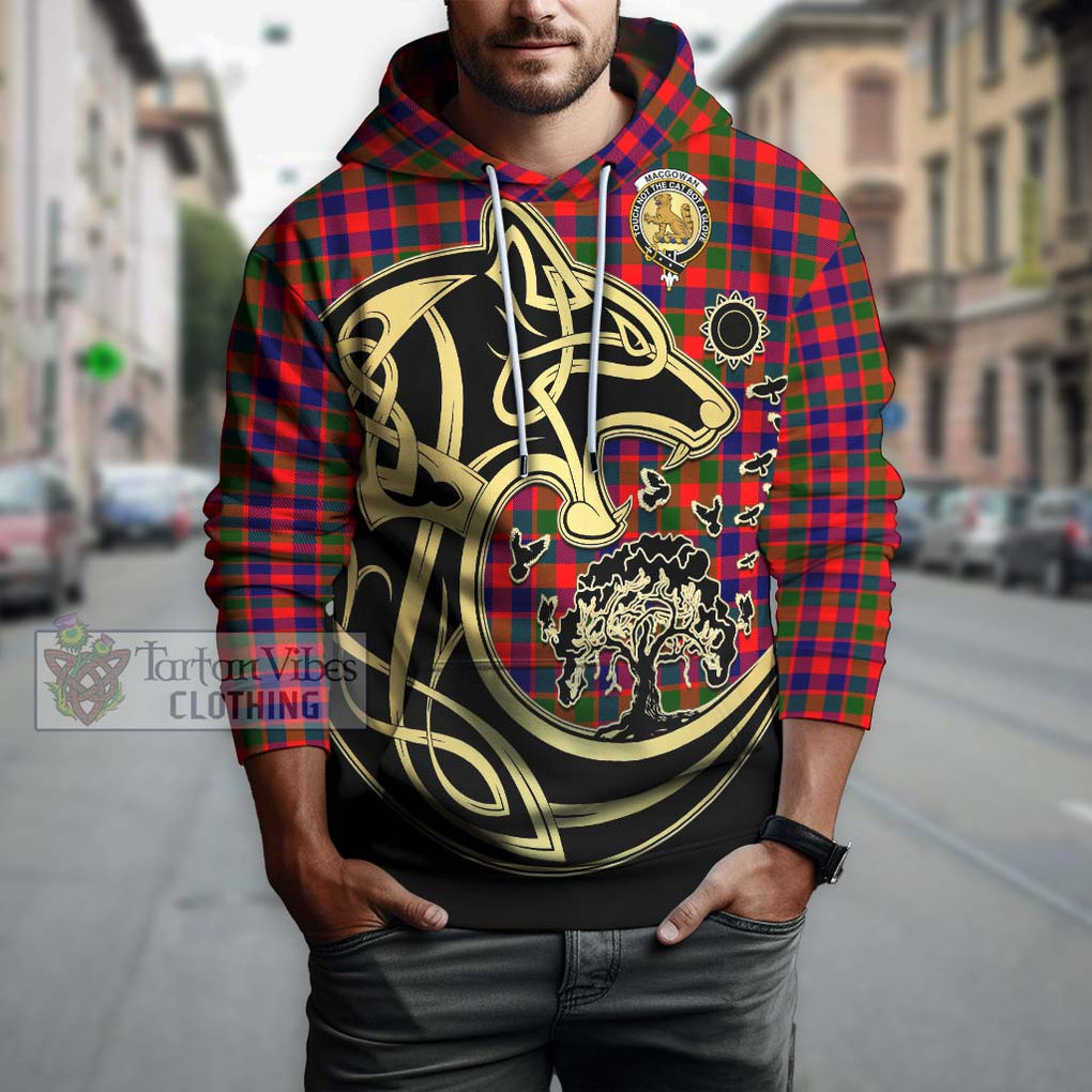 MacGowan (McGowan) Tartan Hoodie with Family Crest Celtic Wolf Style Zip Hoodie - Tartan Vibes Clothing