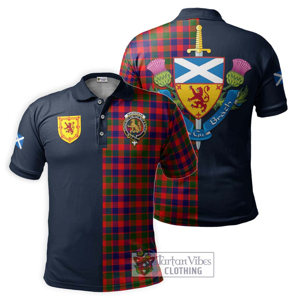 MacGowan (McGowan) Tartan Polo Shirt Alba with Scottish Lion Royal Arm Half Style Kid - Tartan Vibes Clothing