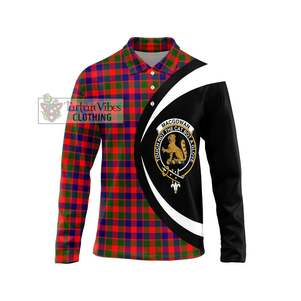 MacGowan (McGowan) Tartan Long Sleeve Polo Shirt with Family Crest Circle Style Unisex - Tartan Vibes Clothing