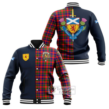 MacGowan (McGowan) Tartan Baseball Jacket Alba with Scottish Lion Royal Arm Half Style Unisex - Tartan Vibes Clothing