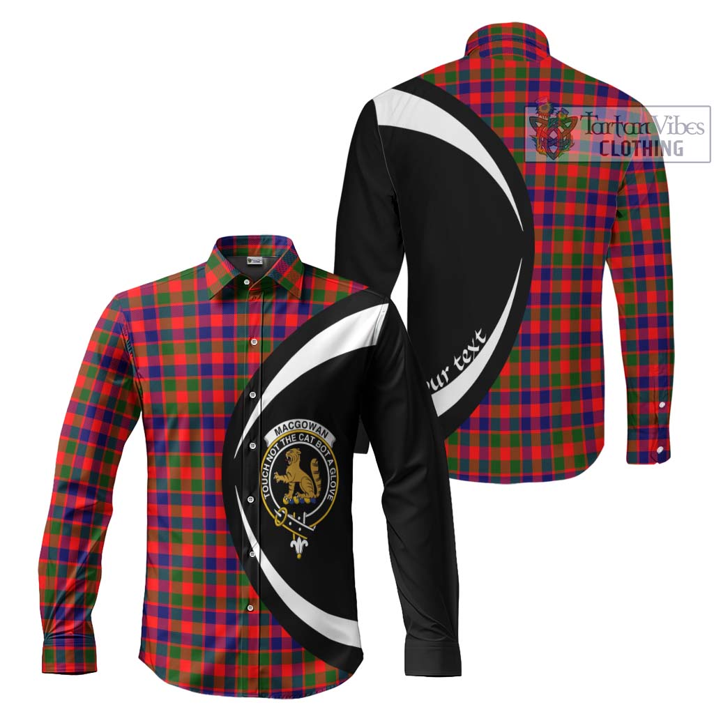 MacGowan (McGowan) Tartan Long Sleeve Button Up with Family Crest Circle Style Men's Shirt S - Tartan Vibes Clothing
