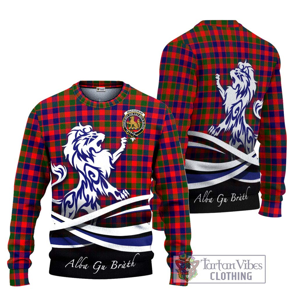 MacGowan (McGowan) Tartan Ugly Sweater with Alba Gu Brath Regal Lion Emblem Unisex - Tartan Vibes Clothing