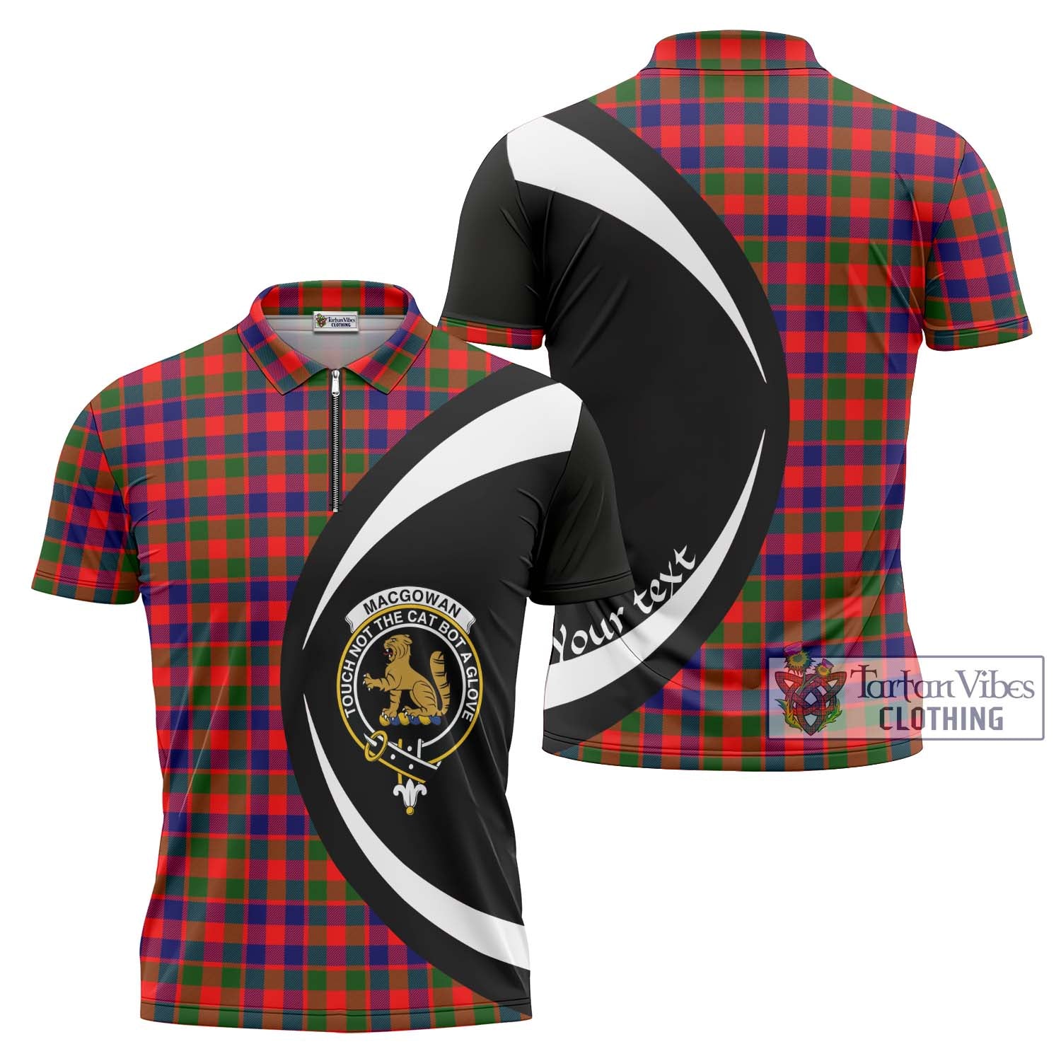 MacGowan (McGowan) Tartan Zipper Polo Shirt with Family Crest Circle Style Unisex - Tartan Vibes Clothing