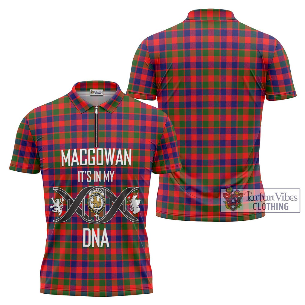 MacGowan (McGowan) Tartan Zipper Polo Shirt with Family Crest DNA In Me Style Unisex - Tartanvibesclothing Shop