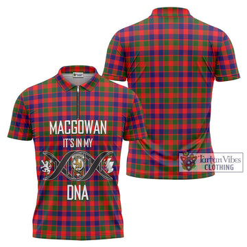 MacGowan (McGowan) Tartan Zipper Polo Shirt with Family Crest DNA In Me Style Unisex - Tartanvibesclothing Shop