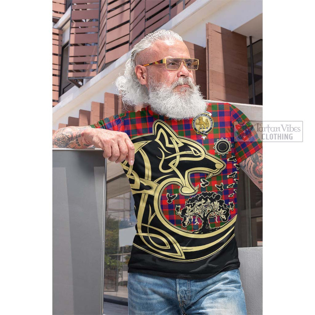 MacGowan (McGowan) Tartan Cotton T-shirt with Family Crest Celtic Wolf Style Men's Shirt - Tartan Vibes Clothing