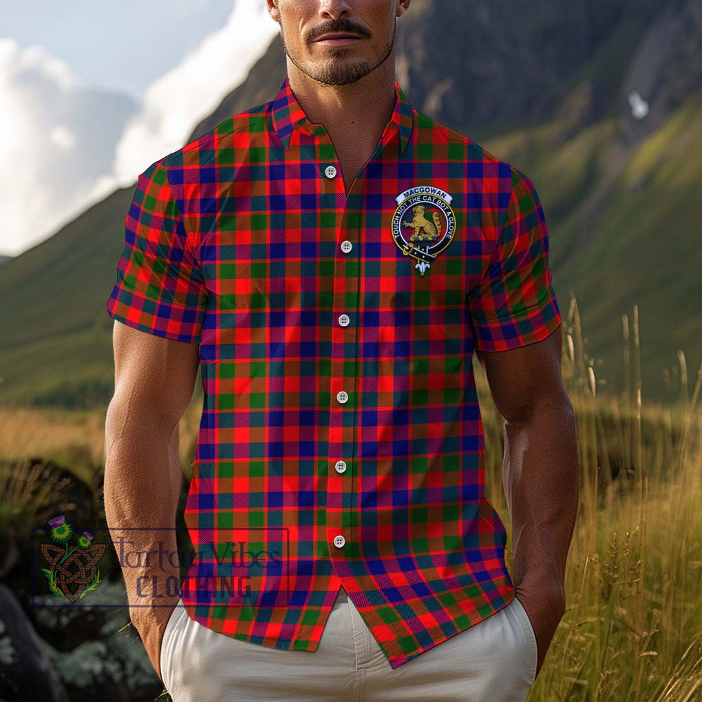 MacGowan (McGowan) Tartan Cotton Hawaiian Shirt with Family Crest Kid - Tartan Vibes Clothing
