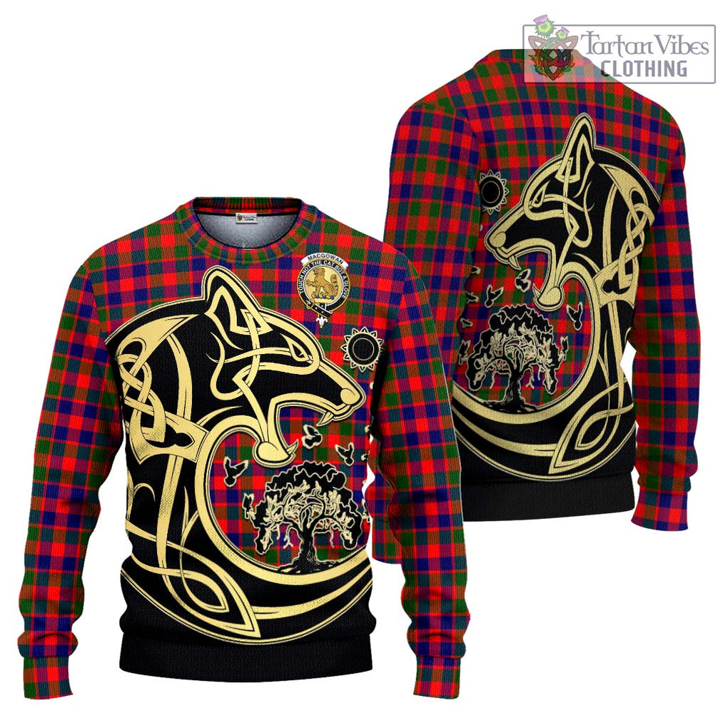 MacGowan (McGowan) Tartan Ugly Sweater with Family Crest Celtic Wolf Style Unisex - Tartan Vibes Clothing