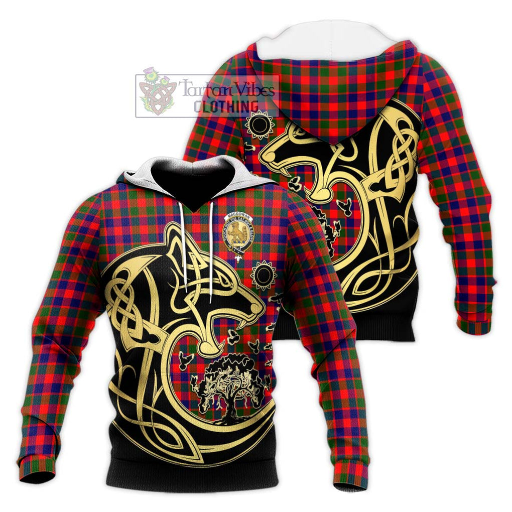 MacGowan (McGowan) Tartan Knitted Hoodie with Family Crest Celtic Wolf Style Unisex Knitted Pullover Hoodie - Tartan Vibes Clothing