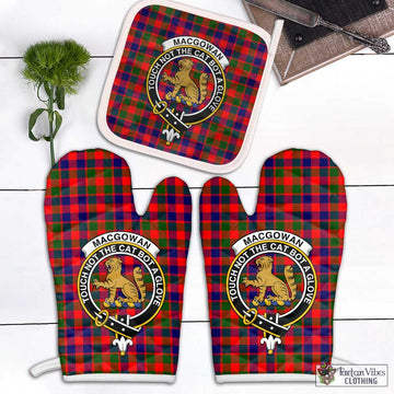 MacGowan (McGowan) Tartan Combo Oven Mitt & Pot-Holder with Family Crest Combo 2 Oven Mitt & 1 Pot-Holder Black - Tartan Vibes Clothing