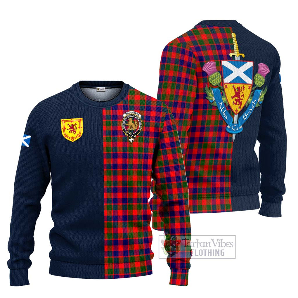 MacGowan (McGowan) Tartan Ugly Sweater Alba with Scottish Lion Royal Arm Half Style Unisex - Tartan Vibes Clothing