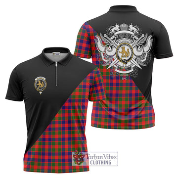 MacGowan (McGowan) Tartan Zipper Polo Shirt with Family Crest and Military Logo Style Unisex - Tartan Vibes Clothing