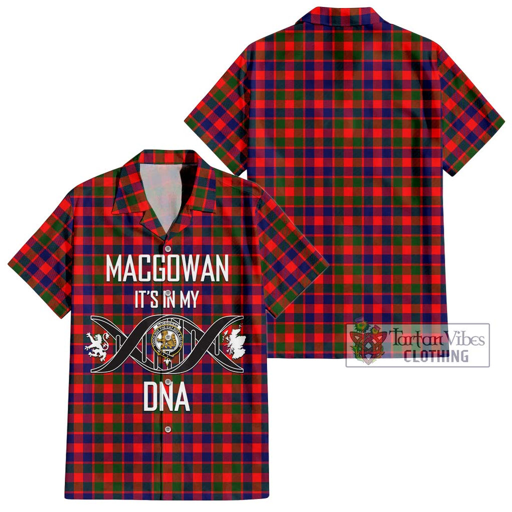 MacGowan (McGowan) Tartan Short Sleeve Button Shirt with Family Crest DNA In Me Style Kid - Tartanvibesclothing Shop