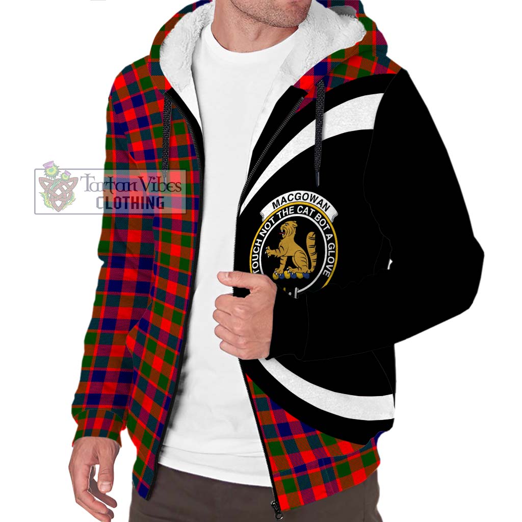 MacGowan (McGowan) Tartan Sherpa Hoodie with Family Crest Circle Style Unisex S - Tartan Vibes Clothing