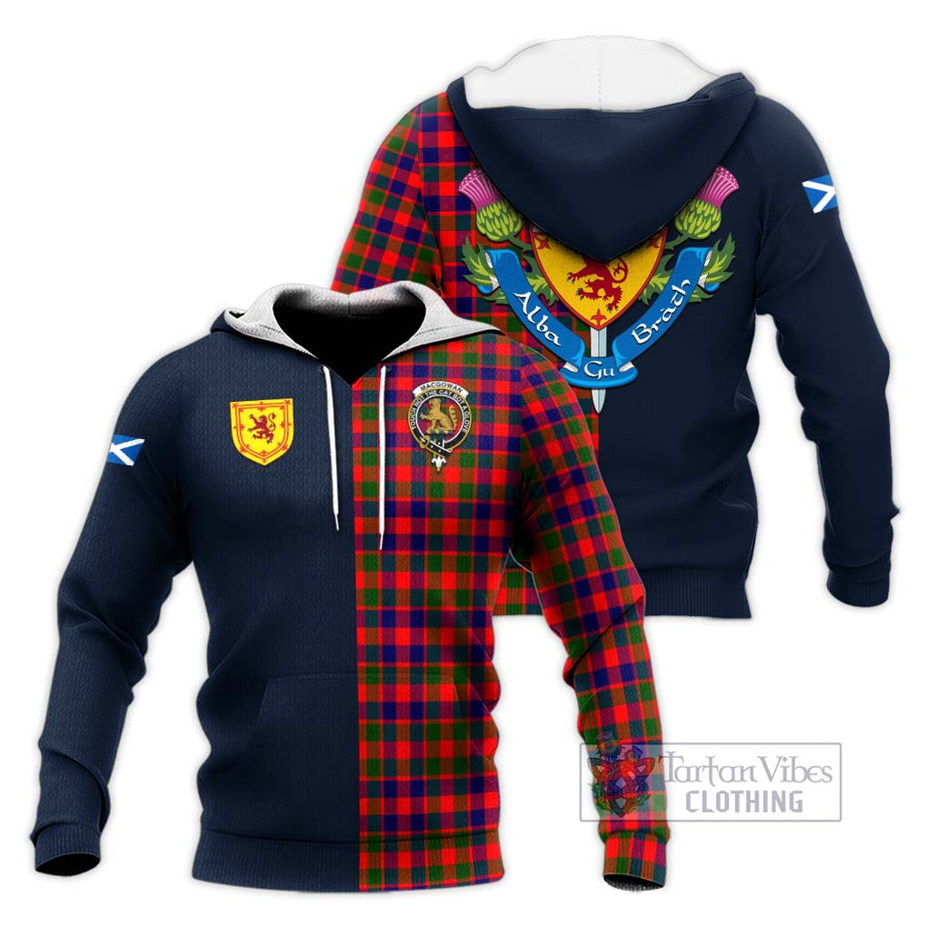 MacGowan (McGowan) Tartan Knitted Hoodie Alba with Scottish Lion Royal Arm Half Style Unisex Knitted Pullover Hoodie - Tartan Vibes Clothing