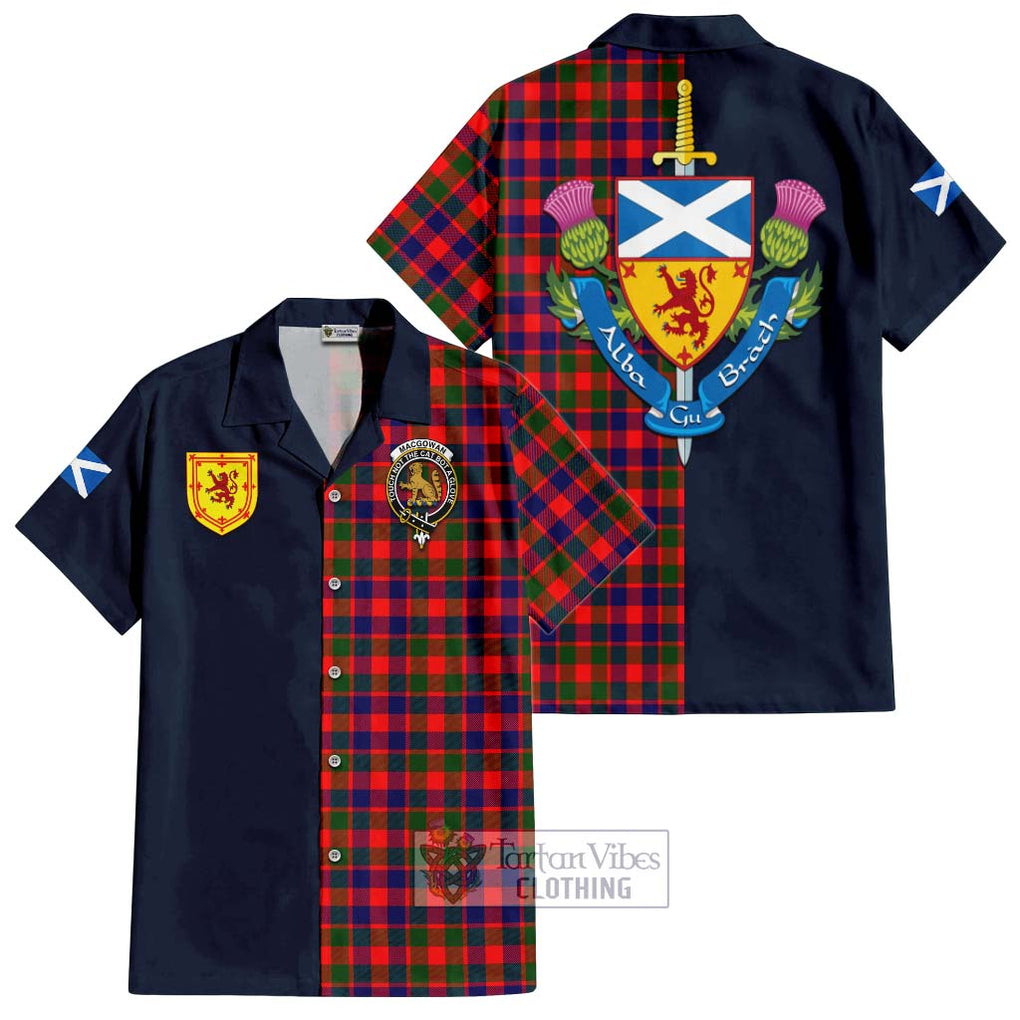 MacGowan (McGowan) Tartan Hawaiian Shirt Alba with Scottish Lion Royal Arm Half Style Kid - Tartan Vibes Clothing