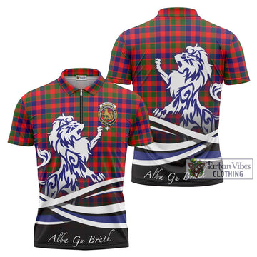 MacGowan (McGowan) Tartan Zipper Polo Shirt with Alba Gu Brath Regal Lion Emblem Unisex - Tartan Vibes Clothing