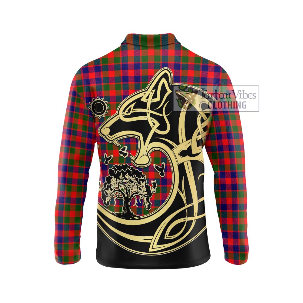 MacGowan (McGowan) Tartan Long Sleeve Polo Shirt with Family Crest Celtic Wolf Style - Tartan Vibes Clothing