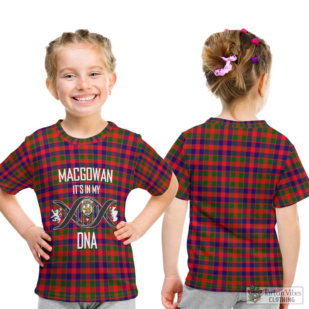 MacGowan (McGowan) Tartan Kid T-Shirt with Family Crest DNA In Me Style - Tartan Vibes Clothing