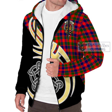 MacGowan (McGowan) Tartan Sherpa Hoodie with Family Crest and Celtic Symbol Style - Tartan Vibes Clothing