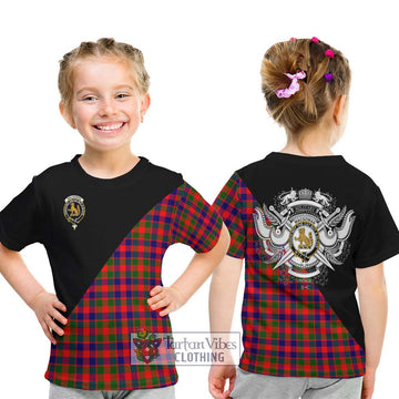 MacGowan (McGowan) Tartan Kid T-Shirt with Family Crest and Military Logo Style - Tartan Vibes Clothing
