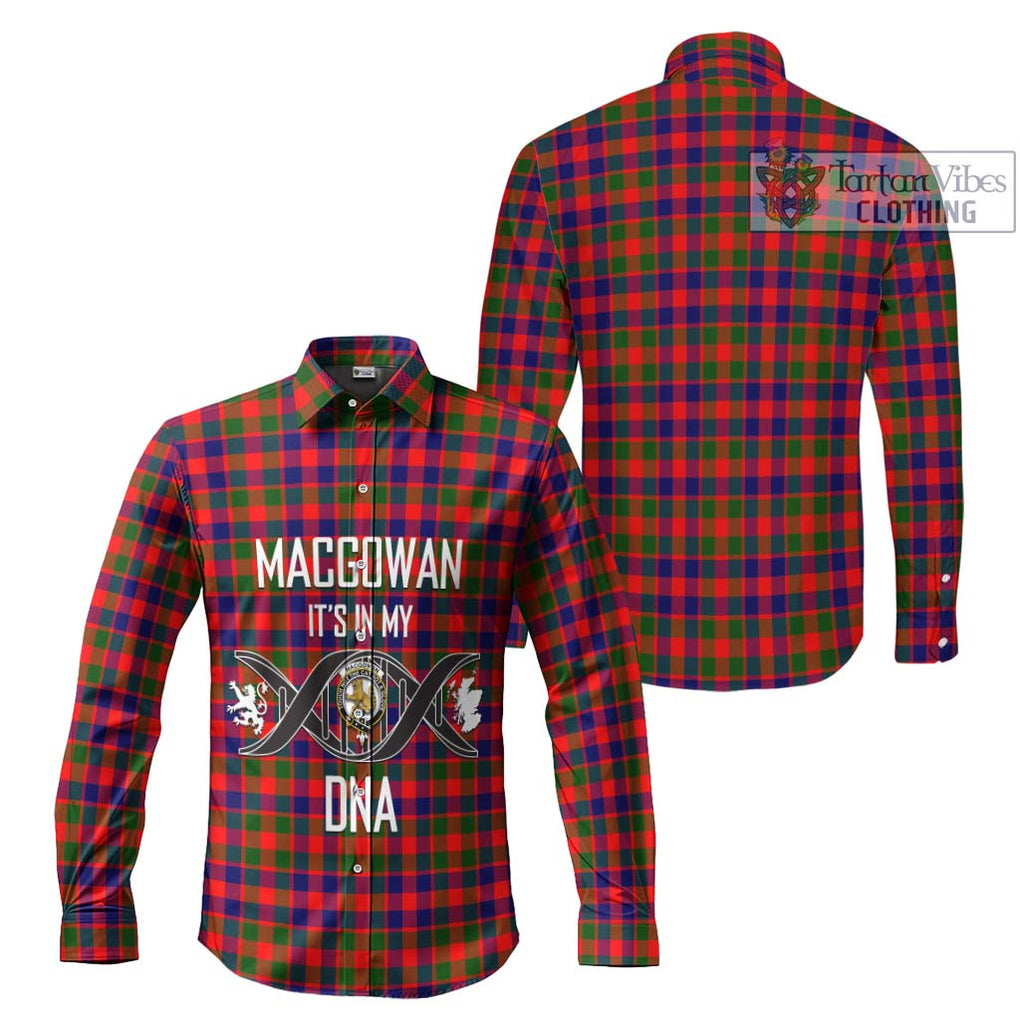 MacGowan (McGowan) Tartan Long Sleeve Button Shirt with Family Crest DNA In Me Style Men's Shirt - Tartanvibesclothing Shop