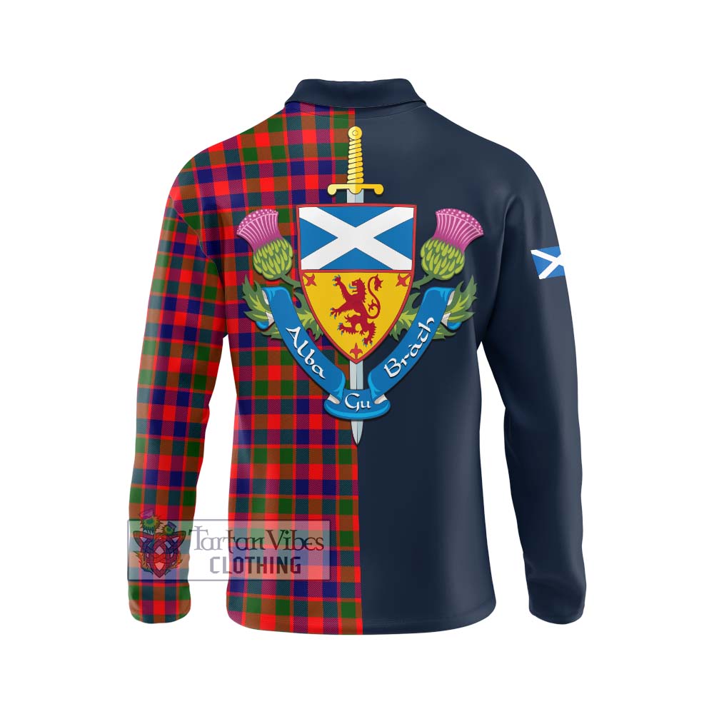 MacGowan (McGowan) Tartan Long Sleeve Polo Shirt Alba with Scottish Lion Royal Arm Half Style - Tartan Vibes Clothing