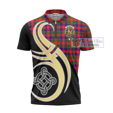 MacGowan (McGowan) Tartan Zipper Polo Shirt with Family Crest and Celtic Symbol Style - Tartan Vibes Clothing