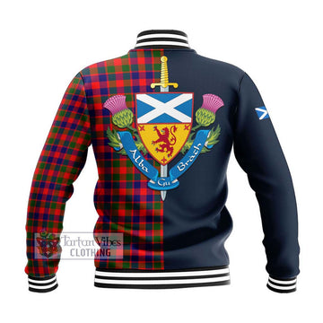 MacGowan (McGowan) Tartan Baseball Jacket Alba with Scottish Lion Royal Arm Half Style - Tartan Vibes Clothing
