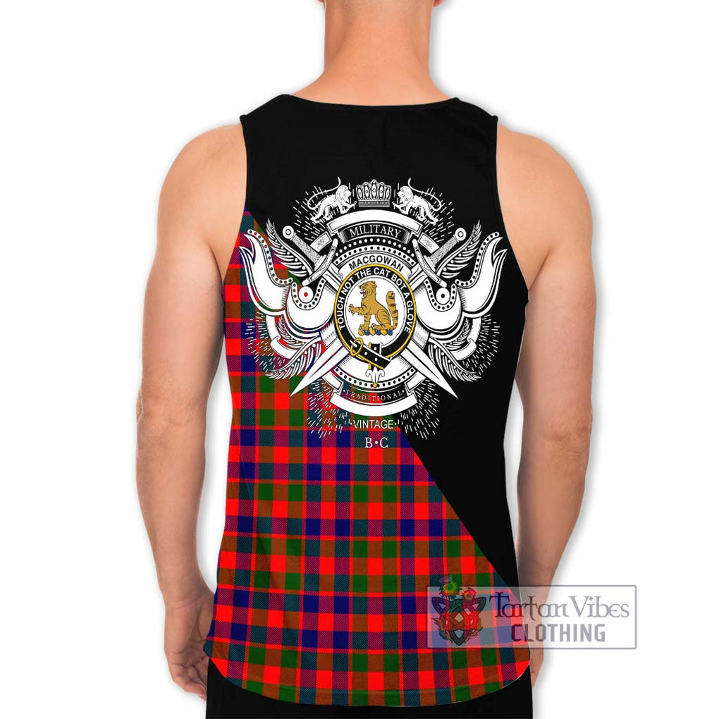 MacGowan (McGowan) Tartan Men's Tank Top with Family Crest and Military Logo Style - Tartan Vibes Clothing
