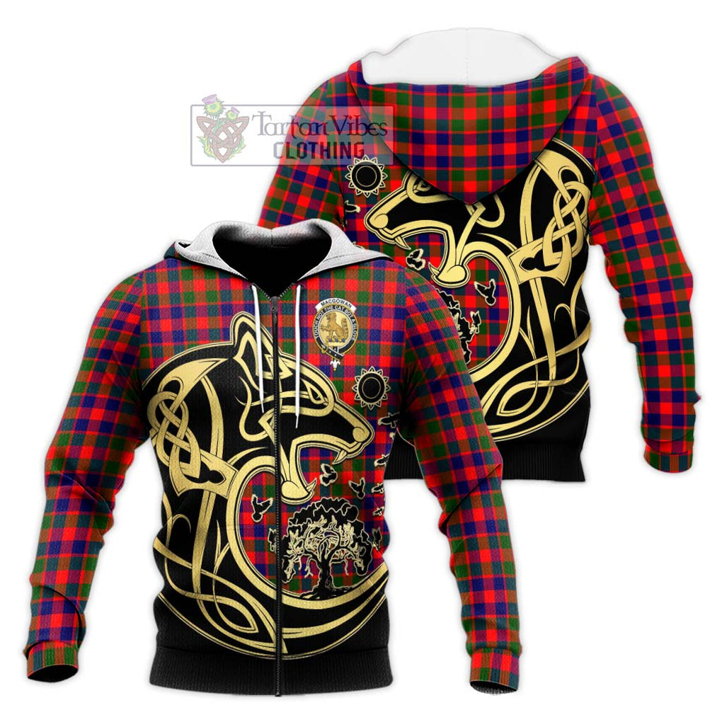 MacGowan (McGowan) Tartan Knitted Hoodie with Family Crest Celtic Wolf Style Unisex Knitted Zip Hoodie - Tartan Vibes Clothing