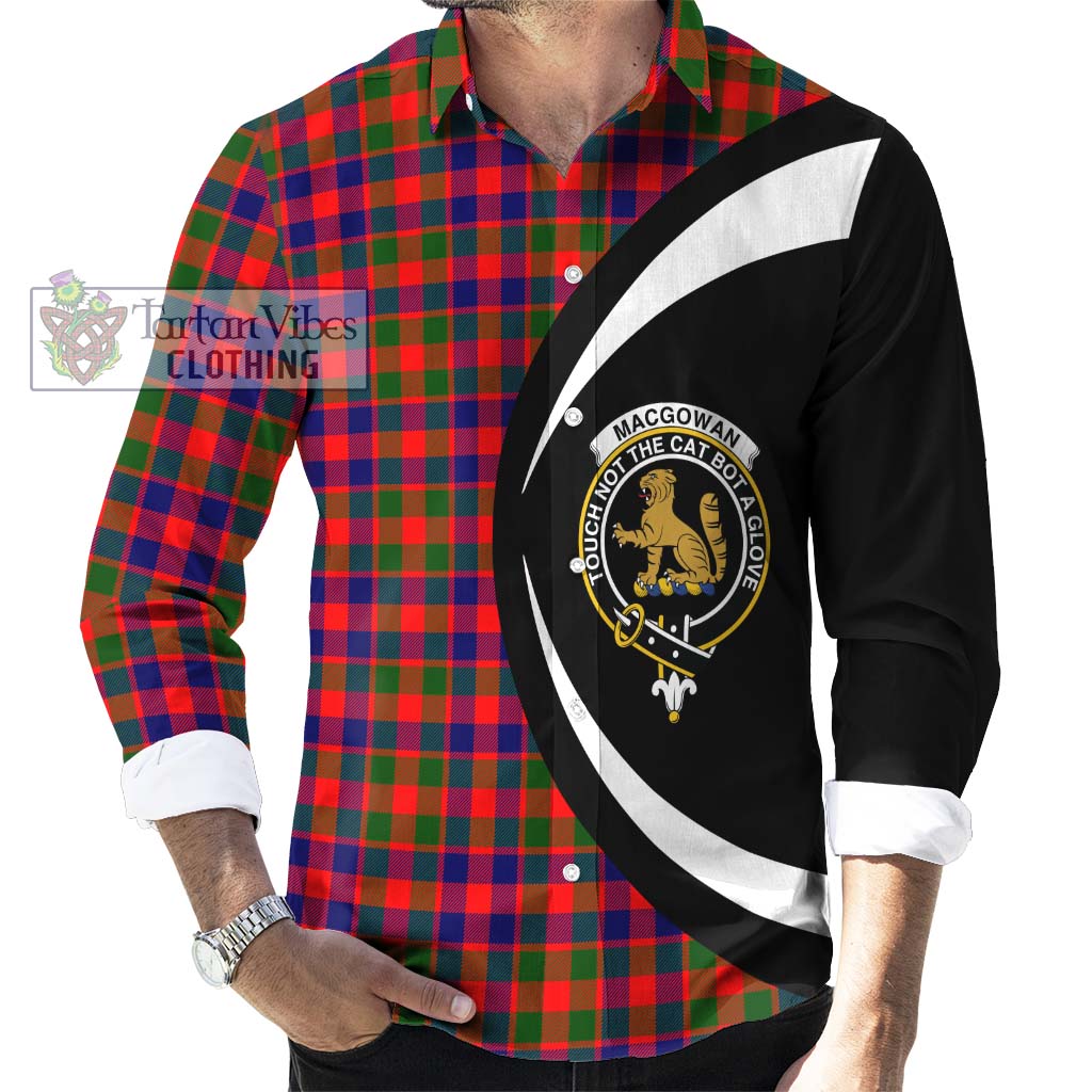 MacGowan (McGowan) Tartan Long Sleeve Button Up with Family Crest Circle Style - Tartan Vibes Clothing