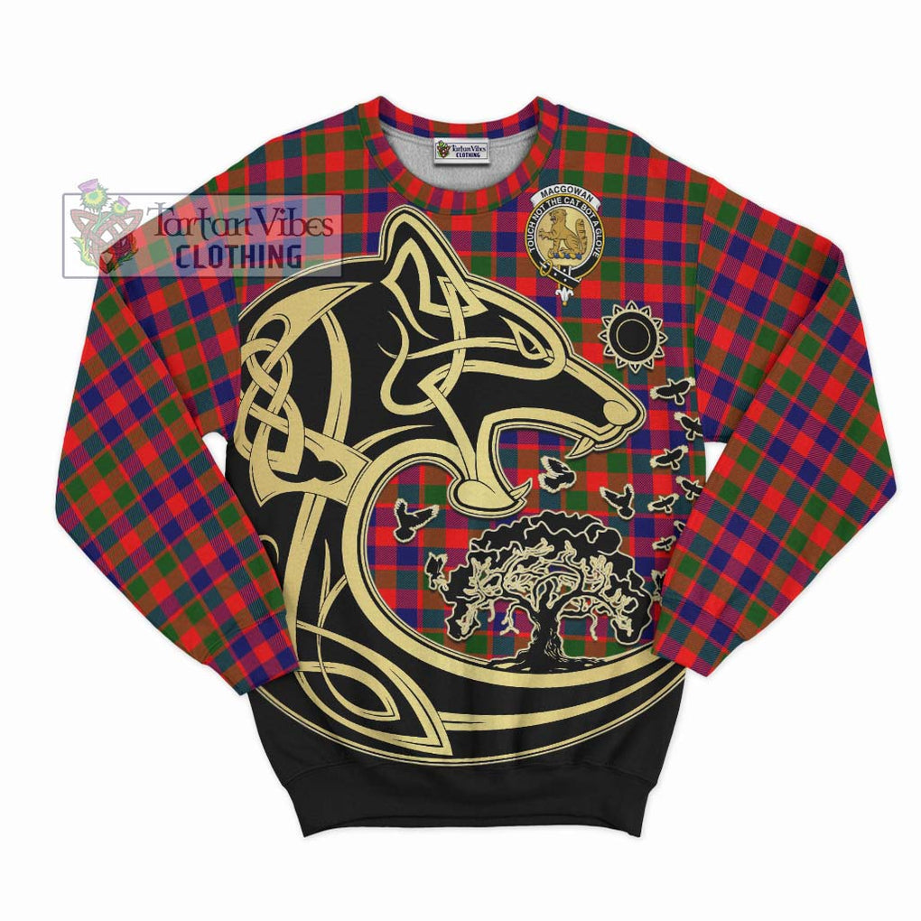 MacGowan (McGowan) Tartan Sweatshirt with Family Crest Celtic Wolf Style - Tartan Vibes Clothing
