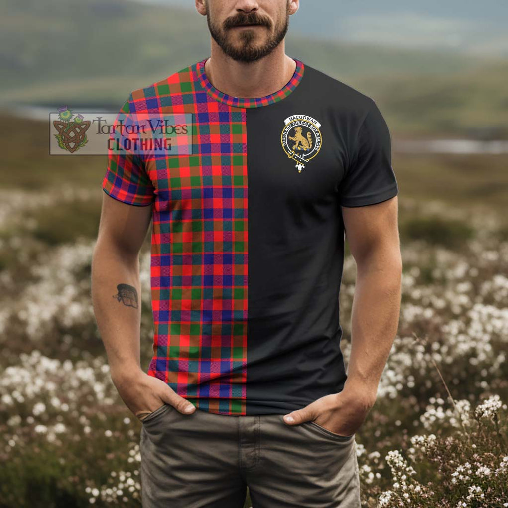 MacGowan (McGowan) Tartan T-Shirt with Family Crest and Half Of Me Style - Tartan Vibes Clothing