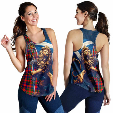 MacGowan (McGowan) Tartan Family Crest Women's Racerback Tanks with Scottish Majestic Lion 4XL - Tartan Vibes Clothing