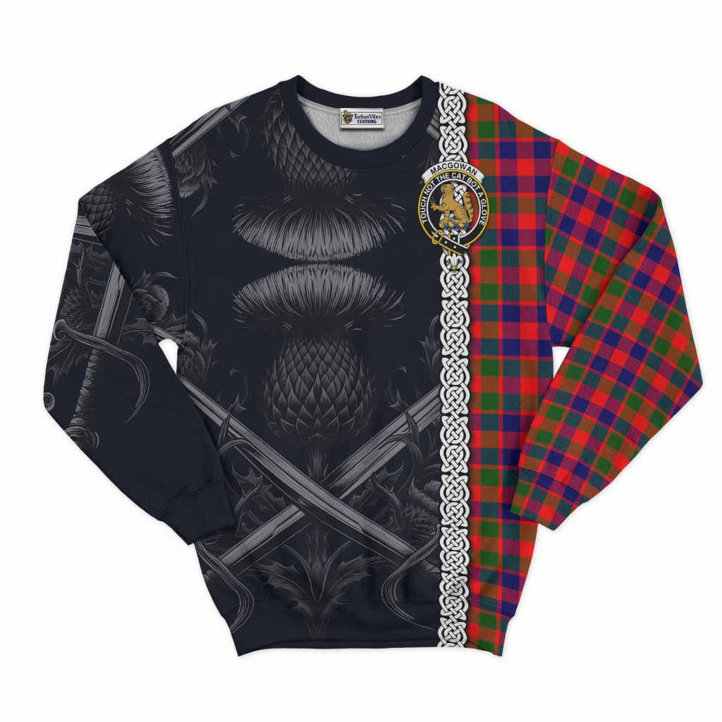 MacGowan (McGowan) Tartan Sweatshirt with Family Crest Cross Sword Thistle Celtic Vibes Unisex - Tartan Vibes Clothing