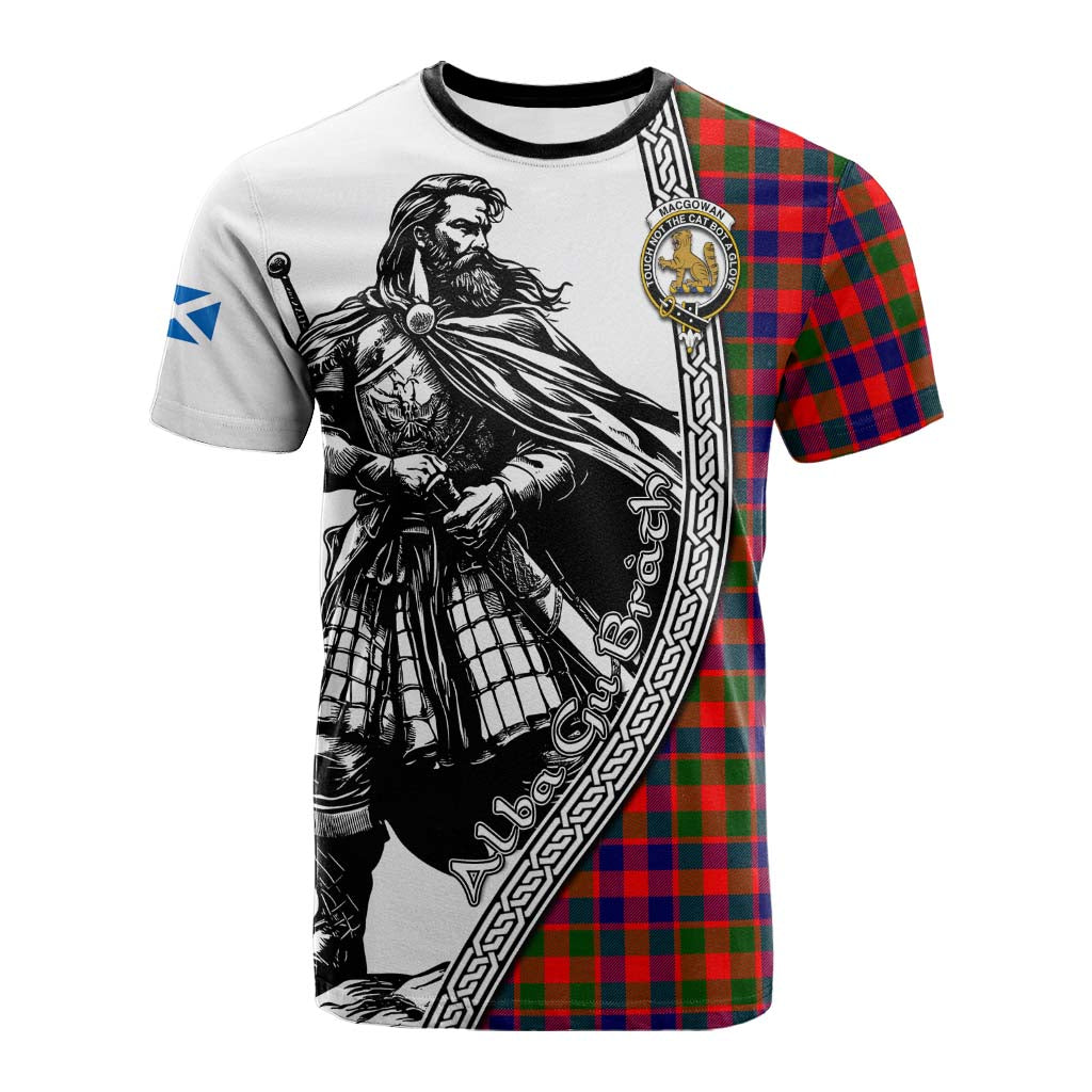 MacGowan (McGowan) Tartan Clan Crest Cotton T-shirt with Highlander Warrior Celtic Style Kid's Shirt - Tartan Vibes Clothing