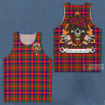 MacGowan (McGowan) Tartan Men's Tank Top with Family Crest and Bearded Skull Holding Bottles of Whiskey Men - Tartan Vibes Clothing