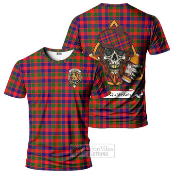 MacGowan (McGowan) Tartan T-Shirt with Family Crest and Bearded Skull Holding Bottles of Whiskey Kid's Shirt - Tartan Vibes Clothing