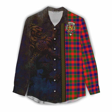 MacGowan (McGowan) Tartan Family Crest Women's Casual Shirt Alba Gu Brath Be Brave Lion Ancient Style Female - Tartan Vibes Clothing