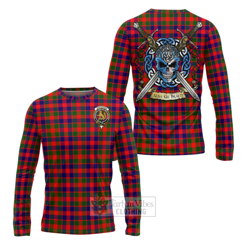 MacGowan (McGowan) Tartan Long Sleeve T-Shirt with Family Crest Celtic Skull Style Unisex - Tartan Vibes Clothing
