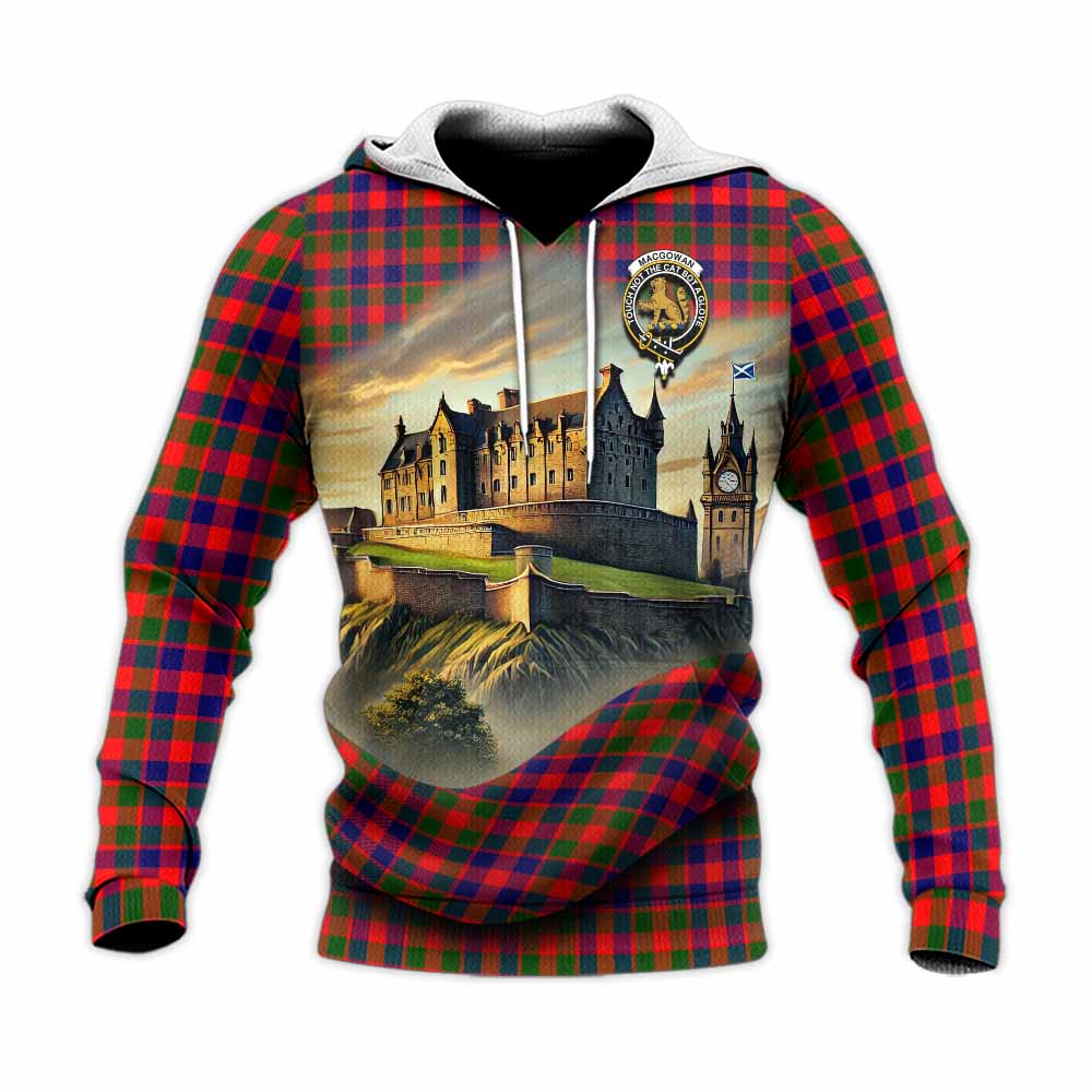 MacGowan (McGowan) Tartan Family Crest Knitted Hoodie with Scottish Ancient Castle Style Unisex Knitted Pullover Hoodie - Tartan Vibes Clothing