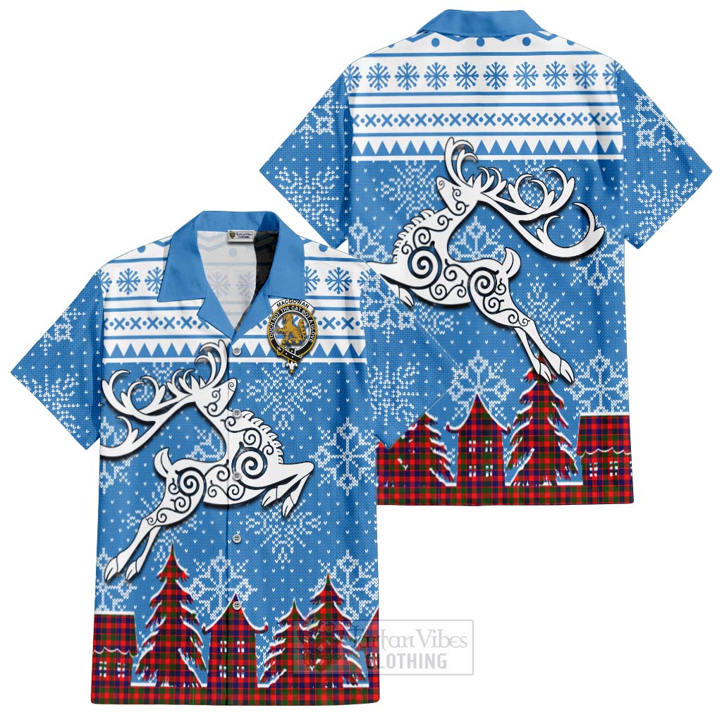 MacGowan (McGowan) Clan Christmas Hawaiian Shirt Celtic Reindeer Style Kid - Tartan Vibes Clothing