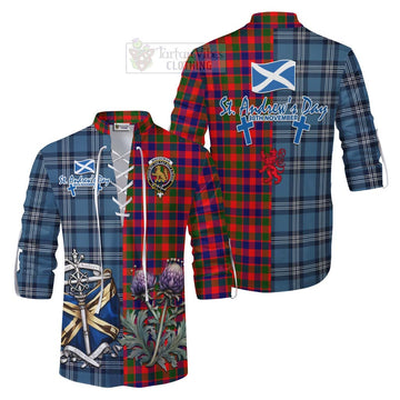 MacGowan (McGowan) Tartan Ghillie Kilt Shirt Happy St. Andrew's Day Half Tartan Style Men - Tartan Vibes Clothing